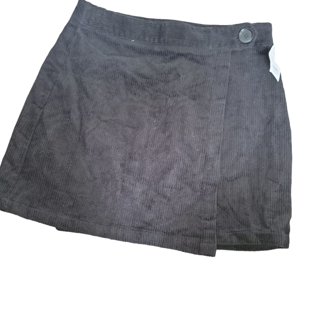 NWT Joy & Sparrow from Tillys Black Corduroy Wrap Mini Skirt sz M *read